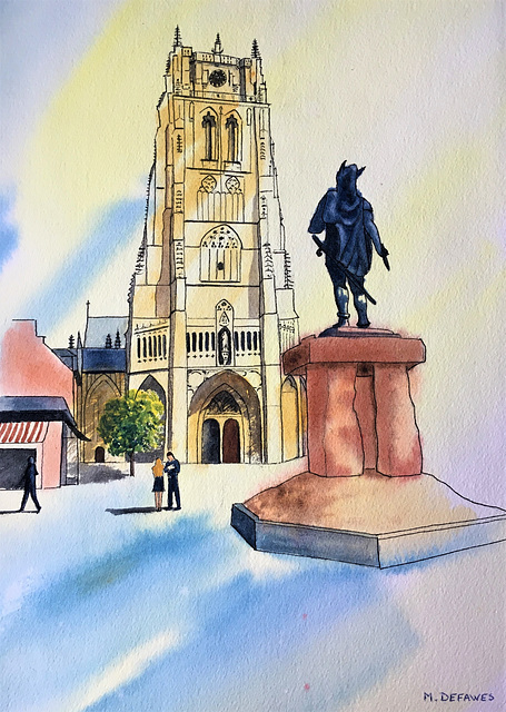 Aquarelle de la Grand-Place de Tongres