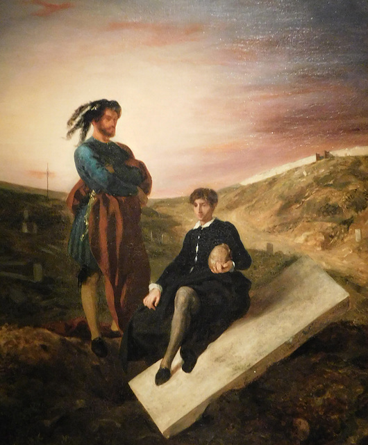 Detail of Hamlet and Horatio in the Graveyard by Delacroix in the Metropolitan Museum of Art, January 2019