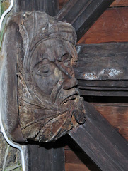 bovey tracey church, devon  c16 wooden boss in porch (2)