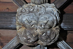bovey tracey church, devon  c16 wooden boss in porch (3)