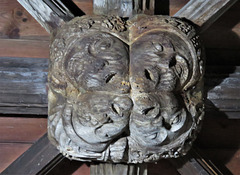 bovey tracey church, devon  c16 wooden boss in porch (1)