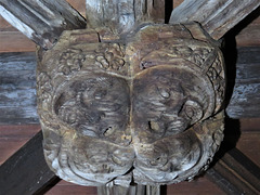 bovey tracey church, devon  c16 wooden boss in porch (4)