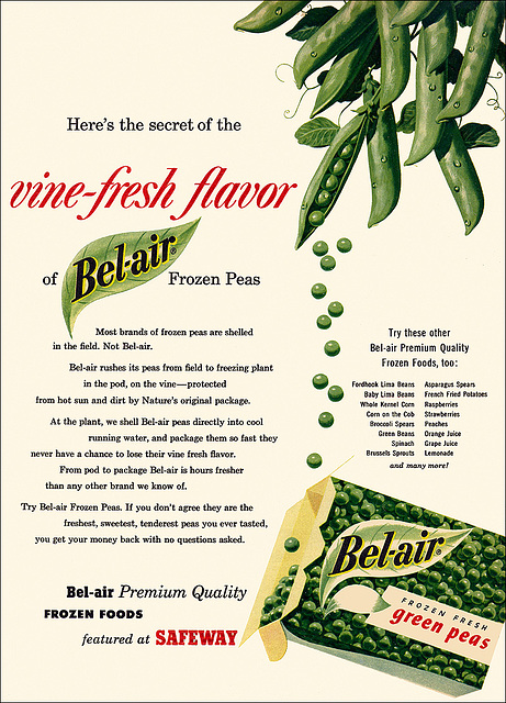 Bel-Air Frozen Peas Ad, c1955