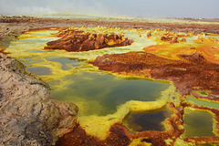 Ethiopia, Danakil Depression, Salt Terraces in the Crater of the Dallol Volcano