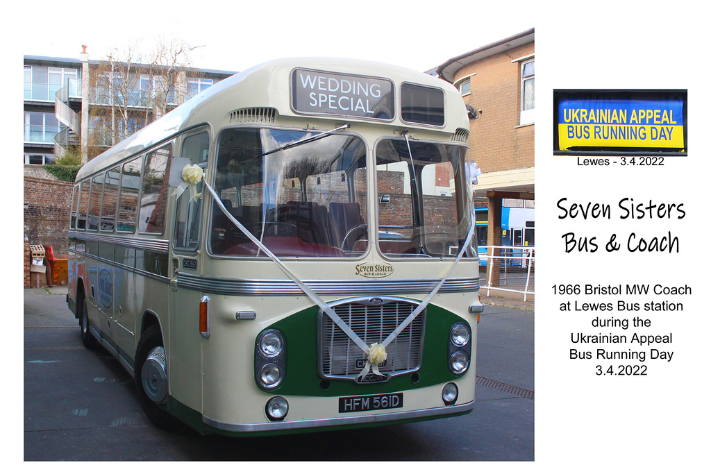 Seven Sisters 1966 Bristol MW coach Lewes for Ukrainian Bus Running Day 3 4 2022