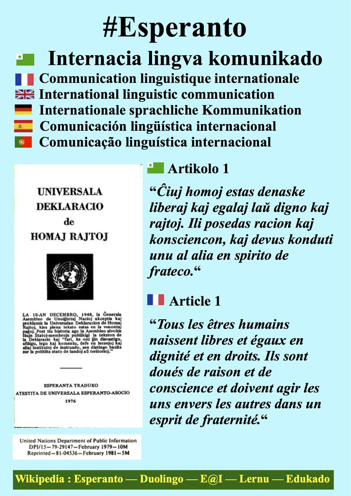 #Esperanto Universala Deklaracio Homaj Rajtoj