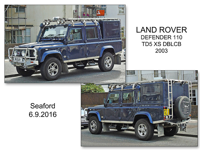 LAND ROVER DEFENDER 110 TD5 XS DBLCB 2003 Seaford 6 9 2016