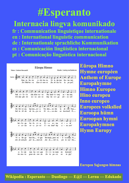 Eŭropa Himno, Hymne européen en espéranto