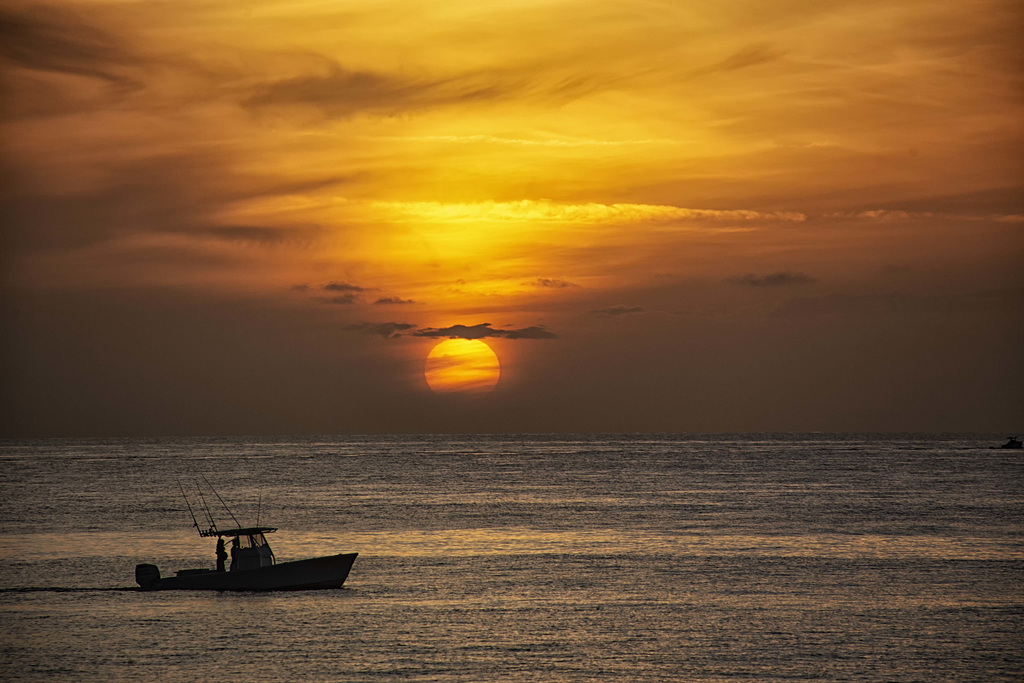 boat at sunrise