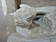 erwarton church, suffolk  (42) lion on tomb of a late c13 knight, perhaps sir bartholomew daviller +1287