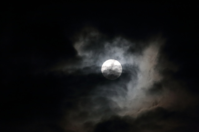 The winter "super" moon in stormy seas this evening