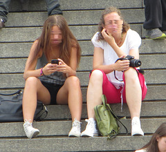 sitting on the stairs