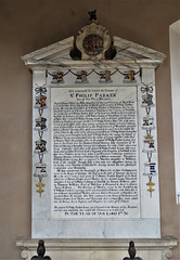 erwarton church, suffolk  (45) c18 tomb with heraldry of the parker family, erected 1736