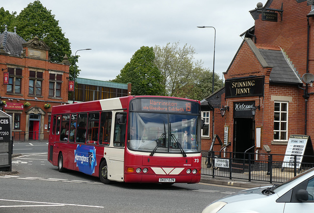 Warrington’s Own Buses 73 (DK07 OZN) in Leigh - 24 May 2019 (P1020005)