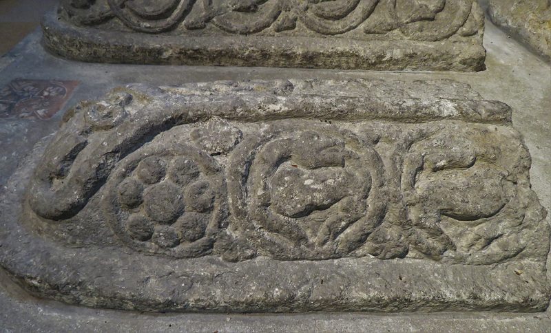 ramsbury church, wilts (3) c9 coped tomb slab with adorsed lions as on the cross