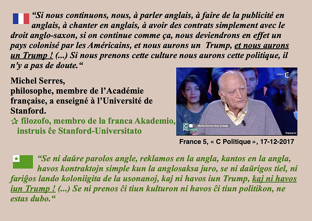 Michel Serres, France 5, “C Politique“, 17-12-2017