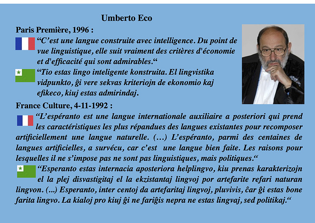 Umberto Eco sur l'espéranto, Paris Première et France Culture