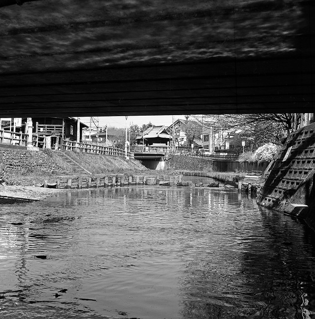 Below the bridge