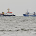 Schiffe fahren Richtung Elbe/Nordsee