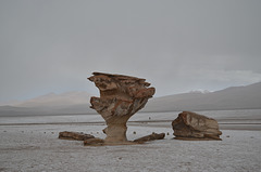 Bolivian Altiplano, Arbol de Piedra (Stone Tree) and Fresh Hail