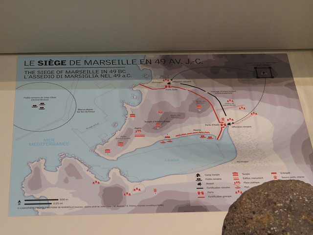 Musée de l'Histoire de Marseille : carte du siège de 49 av. J.-C.