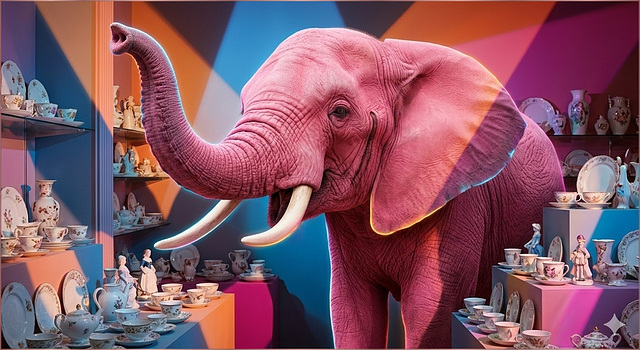the famous elephant in a porcelain shop ｡◕‿◕｡