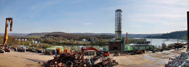 Panoramablick vom alten Cuno-Kraftwerksgelände über das Herdecker Ruhrtal