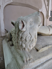 erwarton church, suffolk  (11) lion on c15 tomb attrib.to sir bartholomew bacon +1391 and joan +1435