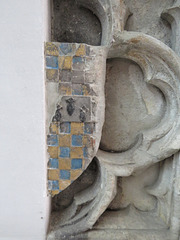 erwarton church, suffolk  (12) heraldry on c15 tomb attrib.to sir bartholomew bacon +1391 and joan +1435