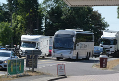 REL Davian Coaches BV17 GPO approaching Fiveways at Barton Mills - 29 Jul 2022 (P1120772)