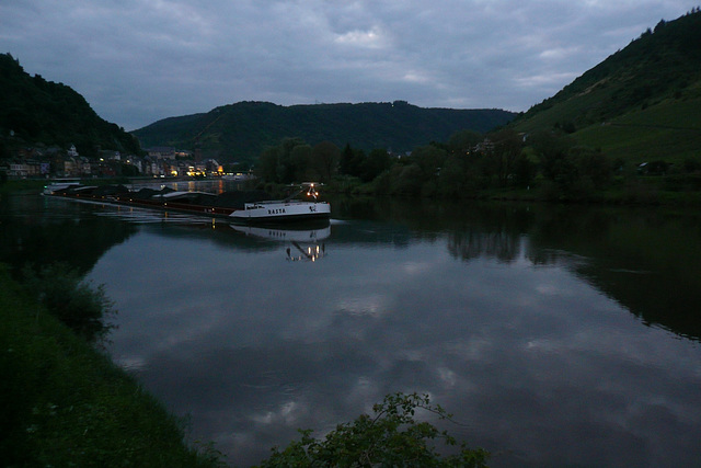 Cargo On The Mosel At Dusk