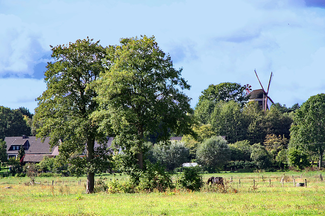 Banzkow, Dorfrand mit Mühle