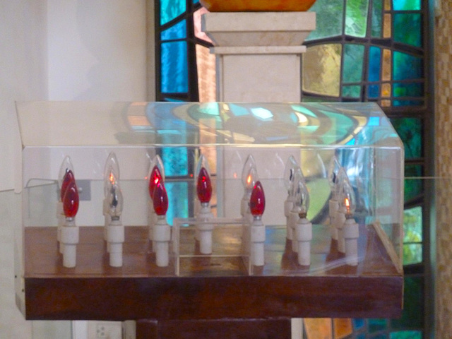 Modern Candles in the Parroquia Santuario Nuestra Señora de Guadalupe , Lima Peru