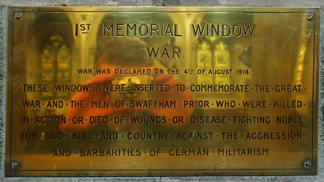 Swaffham Prior: St Mary, 1st World War memorial window 2013-09-14