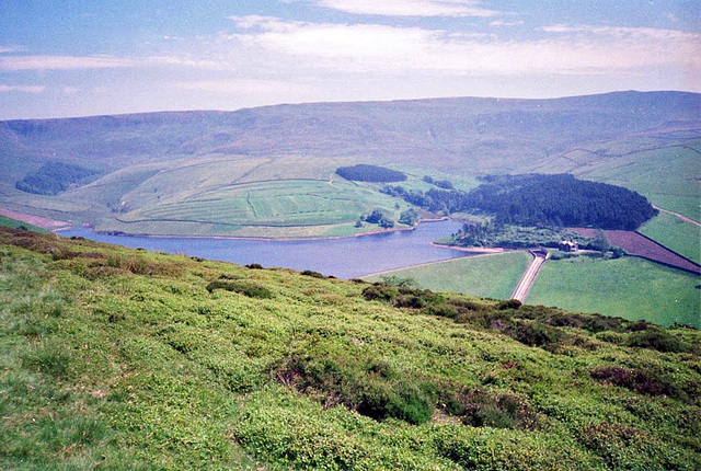 Kinder Reservoir from White Brow (Scan from July 1991)