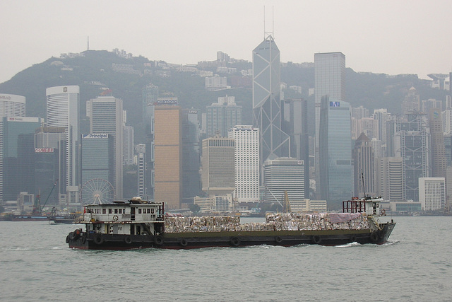 Barge On Hong Kong Harbour