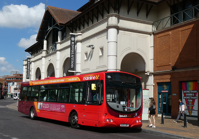 First Eastern Counties (Ipswich Reds) 69010 (AU05 DMY) in Ipswich - 8 Jul 2022 (P1120359)