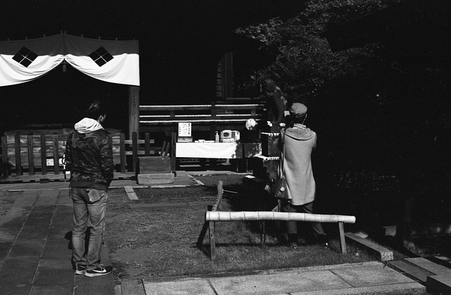 Visitors in a temple