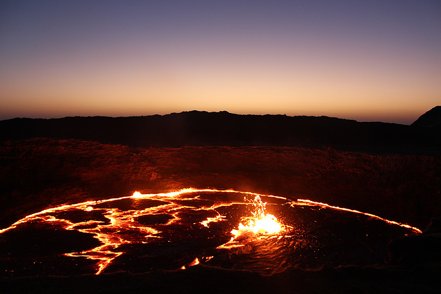 Sunrise by a Lava Lake