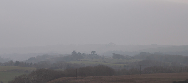 Misty morning looking inland from Staithes