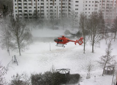 Landung mit Schneegestöber am 03.01.2010