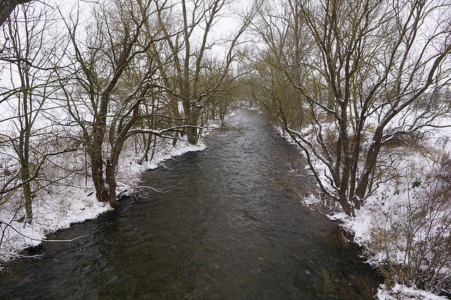 Hochwasser der Sieber im Winter