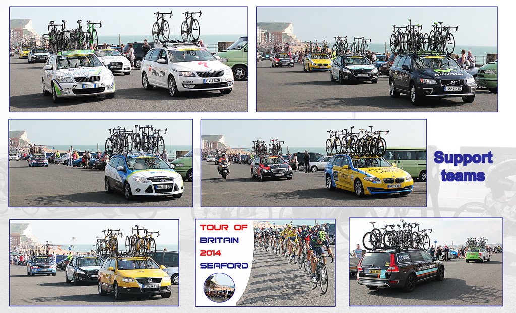 Tour of Britain - Seaford - support team cars - 13 9 2014