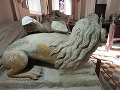 erwarton church, suffolk  (31) lion at feet of effigy on c15 tomb attrib.to sir bartholomew bacon +1391 and joan +1435