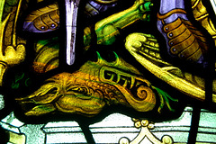 Detail of War Memorial Window, St Oswald's Church, Osmotherley, North Yorkshire
