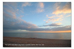Two girls and their dog - Sunset - Seaford - 20.3.2016