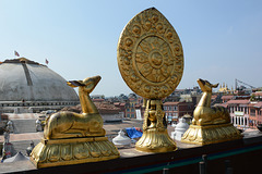 Kathmandu, Boudhanath, Guru Lhakhang Monastery, Detail of the Roof Kathmandu, Boudhanath, Guru Lhakhang Monastery, Detail of the Roof