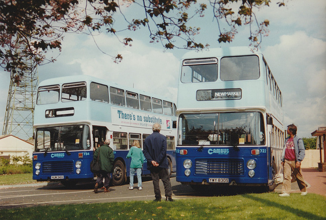 Cambus Limited 734 (NUM 341V) and 722 (YWY 830S) at RAF Mildenhall – 25 May 1996 (314-13)