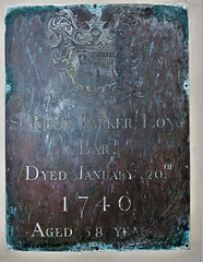 erwarton church, suffolk  (38) heraldry on coffin plate of sir philip parker long, +1740