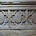 erwarton church, suffolk  (39) heraldry on an early c15 tomb chest under an unrelated effigy